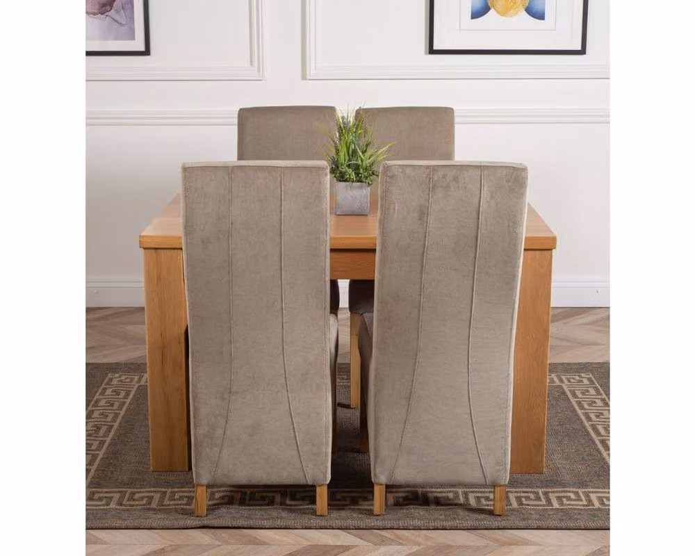 Thats Furniture Dakota Oak Dining Table and 4 Lola Grey Fabric Upholstered Chairs Set, W: 127 cm, D: 82 cm, H: 77 cm – 3