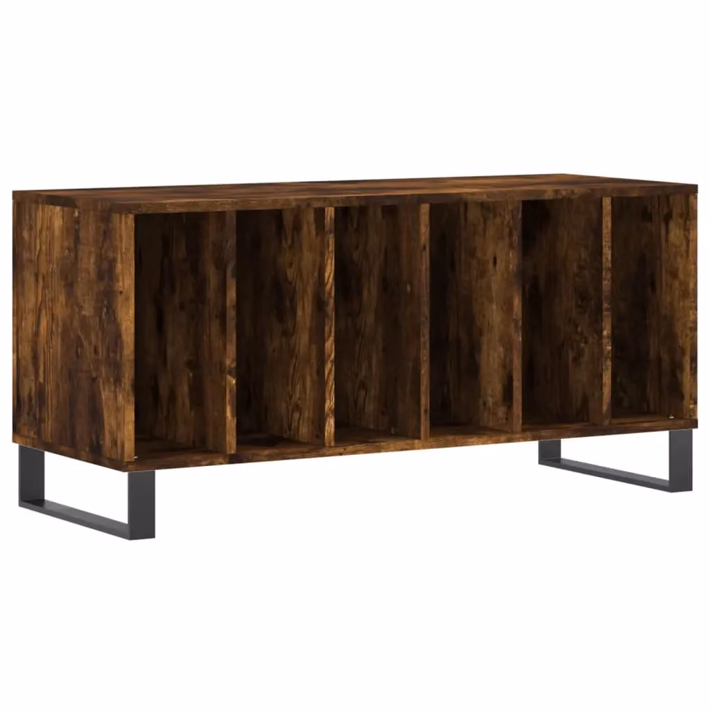 Berkfield Home Smoked Oak Record Cabinet in Brown, W/D/H: 100 x 38 x 48 cm – 2