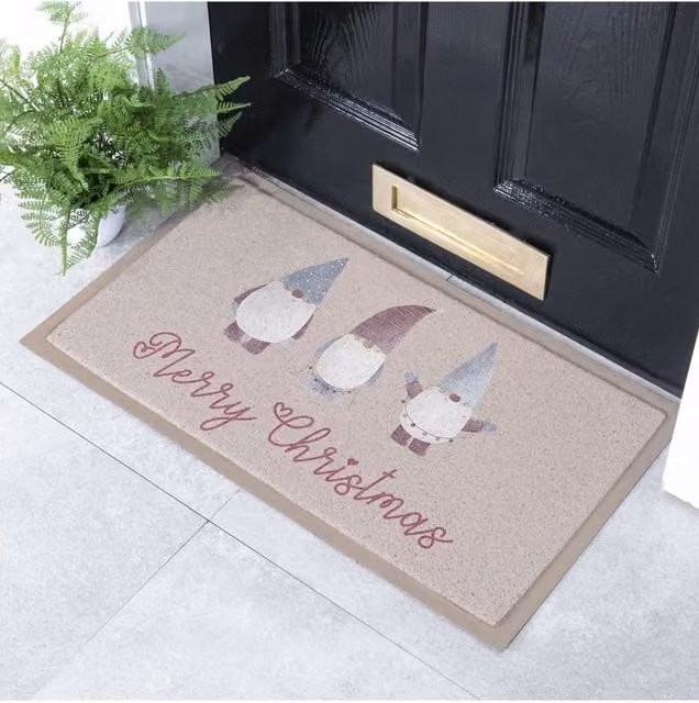 Artsy Mats Gnome Merry Christmas Doormat in Beige, W 70 cm x D 40 cm