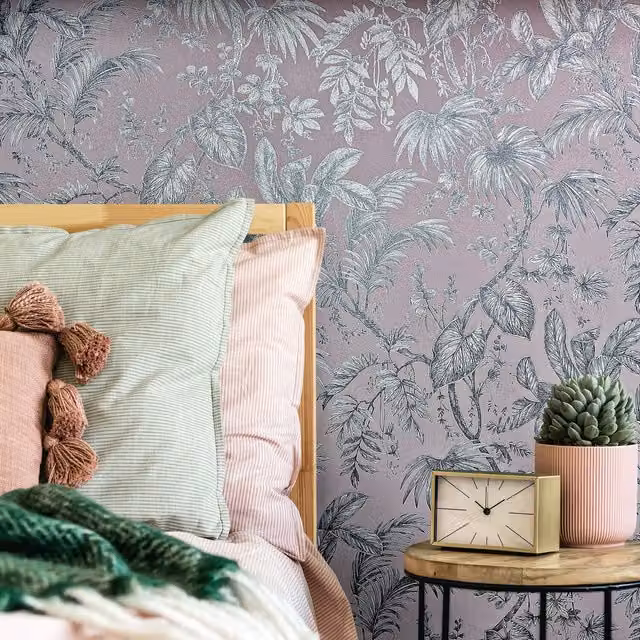 Galerie Olio Floral Wallpaper in Pink, Silver, Gold and Green