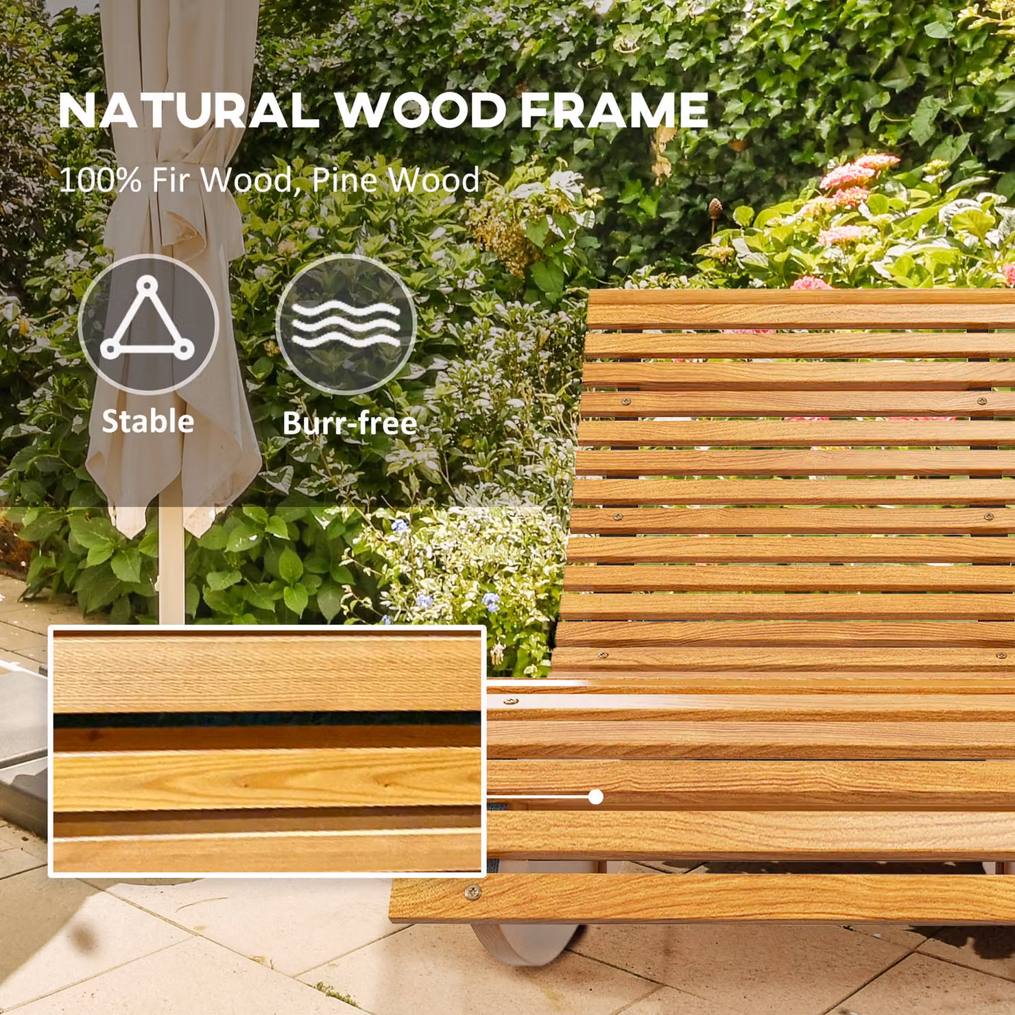 Outsunny Waterproof Teak Wooden Rocking Chair in Brown, W/D/H: 60 x 60 x 130 cm – 3