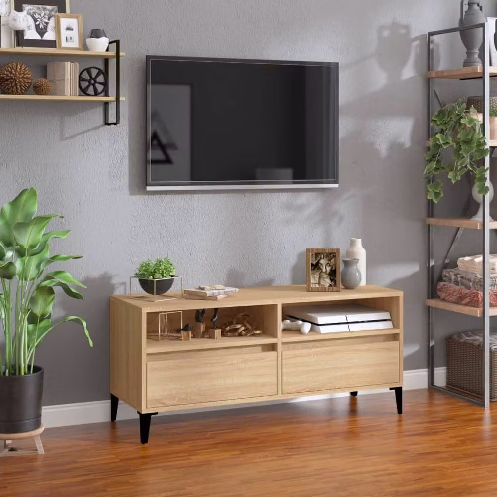 Berkfield Home Sonoma Oak TV Cabinet in Light Brown, W: 100 cm, D: 44.5 cm, H: 44.5 cm – 2