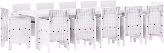 Berkfield Home 13 Piece White Poly Rattan Garden Dining Set with Cushions