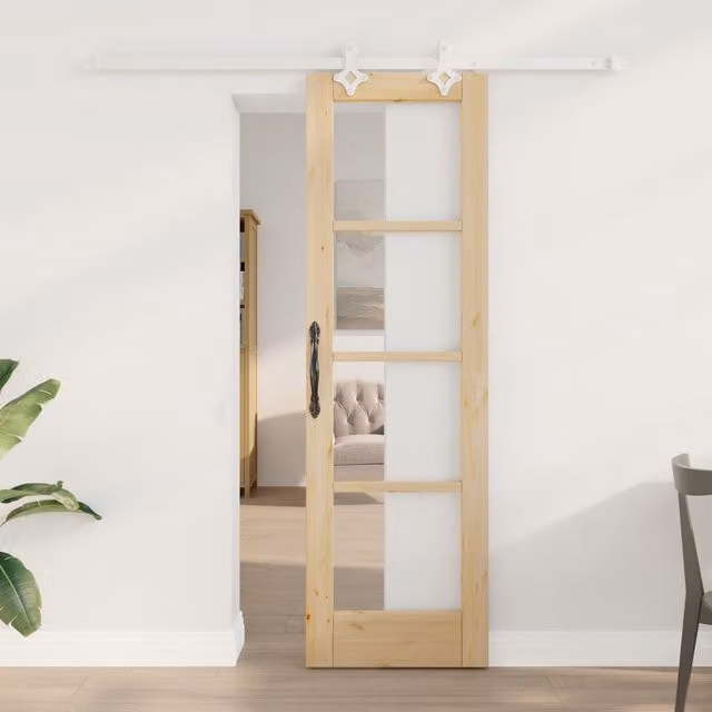 Berkfield Home Modern Sliding Wood Door with Hardware Set in Beige, W: 61 cm, H: 198.5 cm