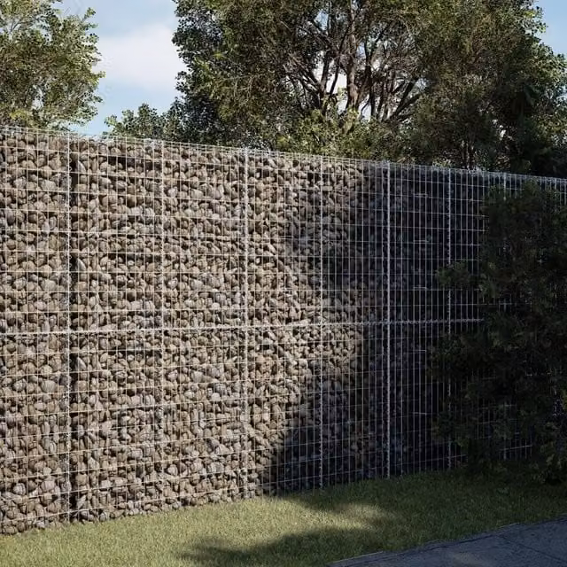 Berkfield Home Silver Galvanised Steel Gabion Basket with Cover, W/D/H: 200 x 50 x 200 cm