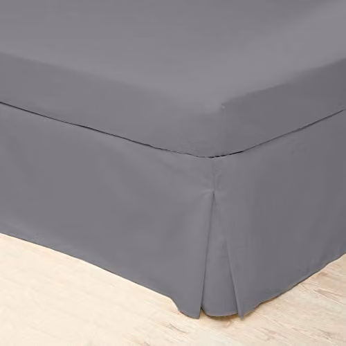 Belledorm Easycare 200 Thread Count Cotton Polyester Percale Platform Valance in Grey, Super King – 1