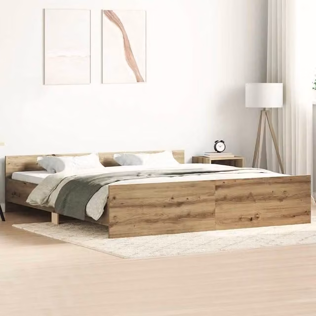 Berkfield Home Artisan Oak Bed Frame in Brown, Super King, W/D/H: 180 x 200 cm