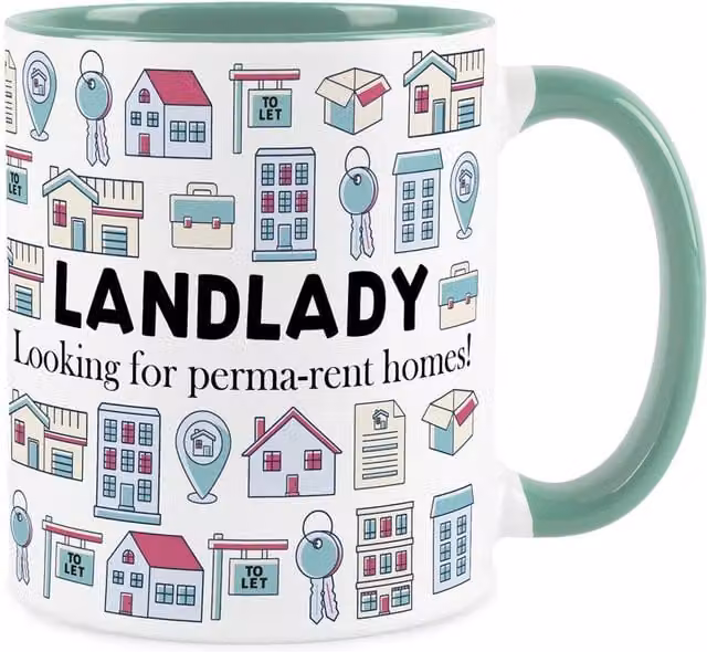 Purely Home Novelty Landlady Ceramic Mug in Turquoise