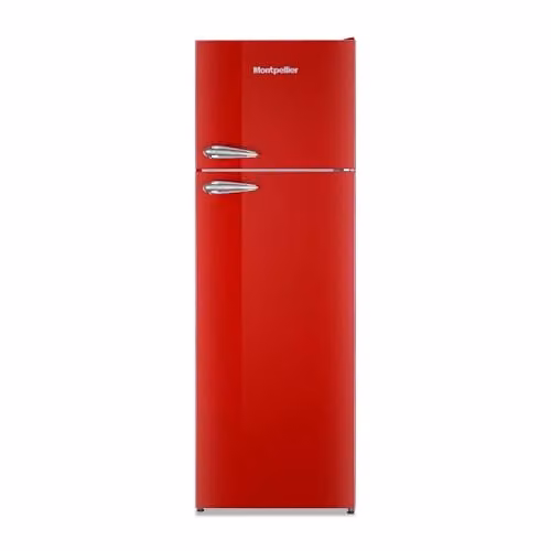 Montpellier MAB346ER Retro Top Freezer Fridge Freezer, Red, H 175 x W 59.5 x D 60 cm, 312 Litre, Class E
