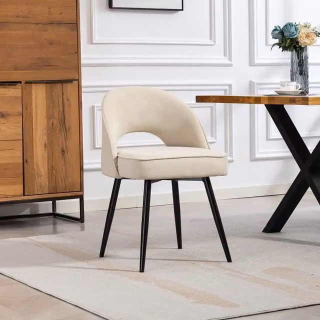 Artemis Home Modern Fabric Dining Chairs, Set of 2, Beige and Brown with Metal Legs