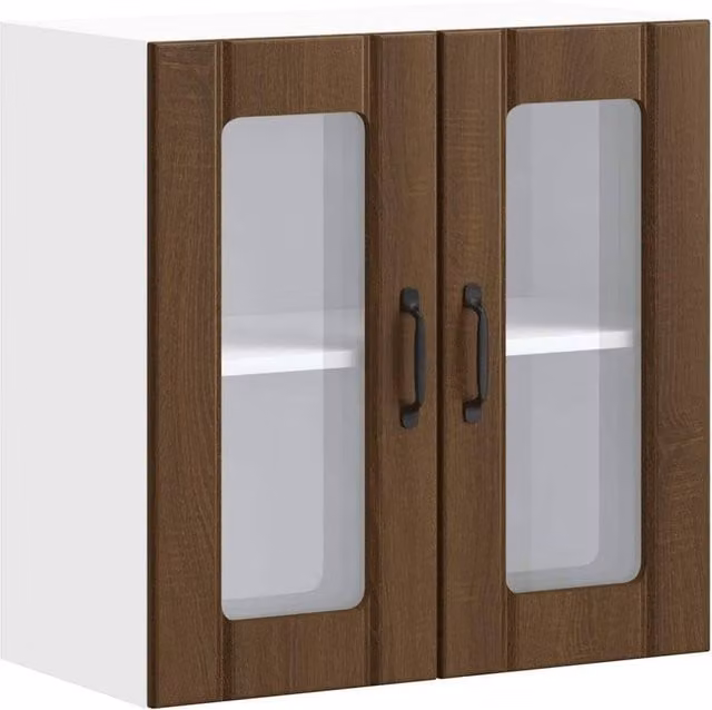 Berkfield Home Lucca Kitchen Wall Cabinet with Glass Doors in Brown Oak