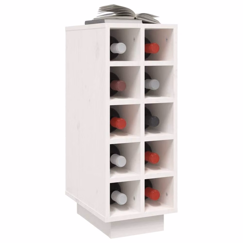 Berkfield Home Beautiful White Wine Cabinet in Solid Pine Wood W/D/H: 23 x 34 x 61 cm – 2