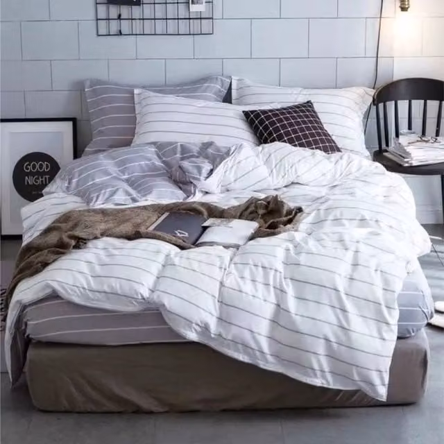 Ezysleep White Striped Minimalist Duvet Set and Pillowcase, 220 cm