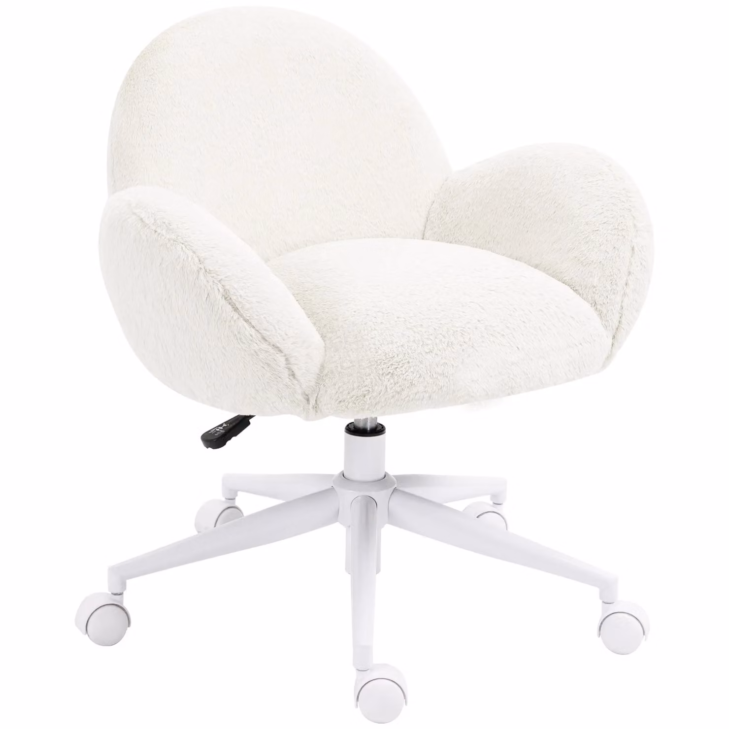HOMCOM Bouclé Swivel Task Chair with Armrests and Castors in White or Beige, W/D/H: 50 x 64 x 120 cm – 2
