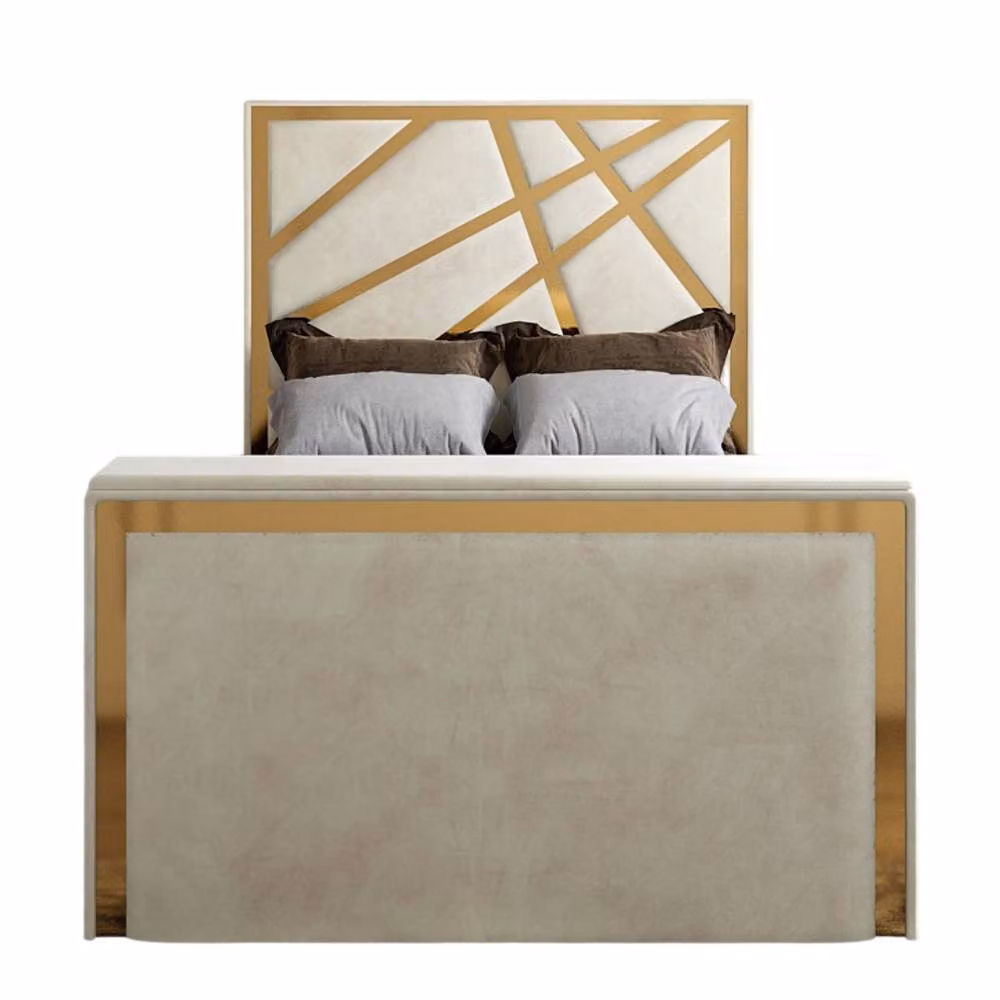 KDMD Ashton Upholstered Soft Velvet TV Bed Frame in Cream, Super King, W/D/H: 200 x 152 x 189 cm – 2
