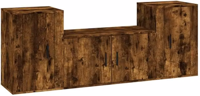 Berkfield Home 3 Piece Smoked Oak TV Cabinet Set in Brown – 1