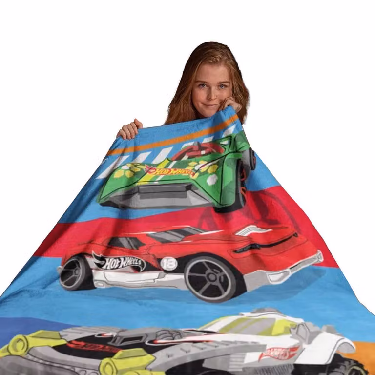 Hot Wheels Epic Fleece Racing Cars Blanket, Multicolour, Crib Size