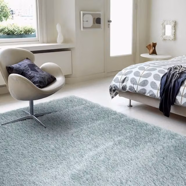 The Rug Shop UK Blue Modern Plain Machine Woven Area Rug W/D: 200 x 290 cm – 1