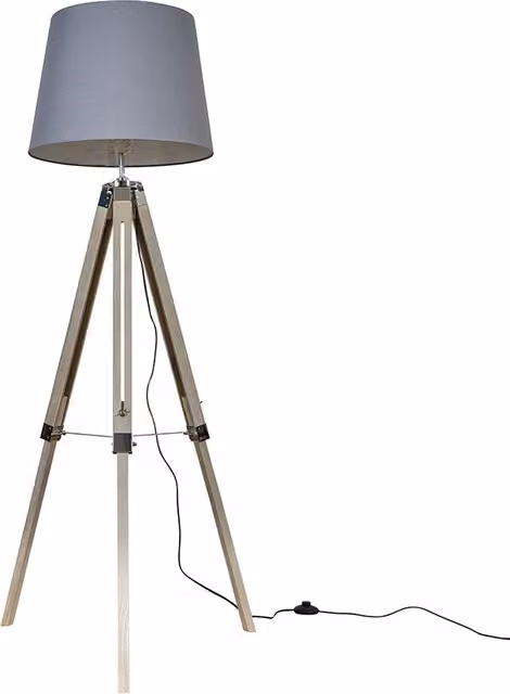 Clipper Brown Floor Lamp with Grey Fabric Cone Shade