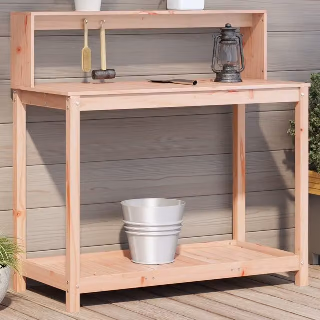Berkfield Home Rustic Douglas Wood Potting Table with Shelves, Brown, W/D/H: 108 x 50 x 109.5 cm