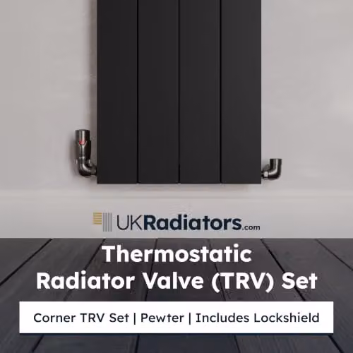 UK Radiators Solid Brass Thermostatic Radiator Valve Set 1/2 x 15mm in Silver Pewter – 2