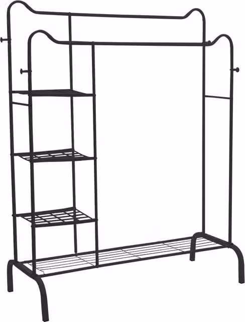 Livingandhome Modern Matt Black Metal Clothes Rail
