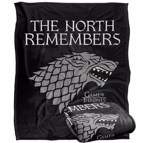 LOGOVISION Game of Thrones The North Remembers Stark Super Soft Fleece Throw Blanket, Multicolour, W/H: 127 x 152.4 cm – 1