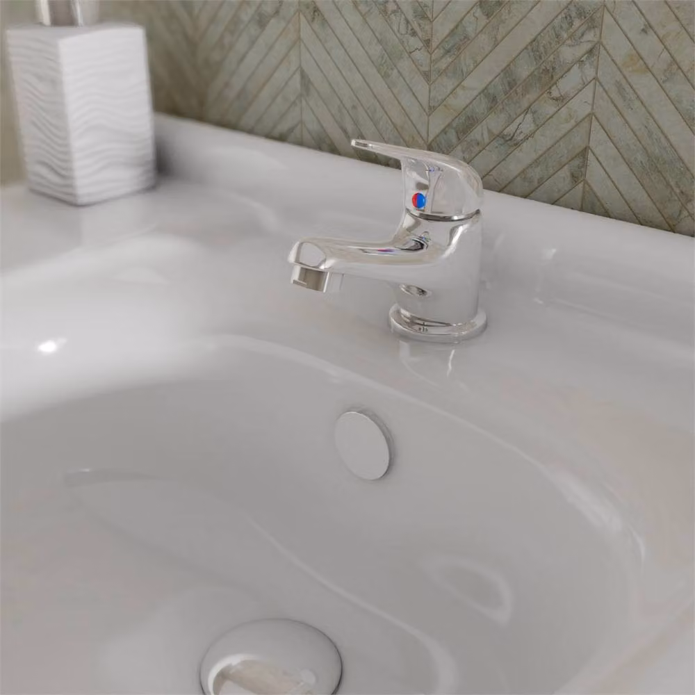 Nordara Chrome Single Lever Bathroom Basin Mixer Tap with Pop-up Waste in Silver – 3