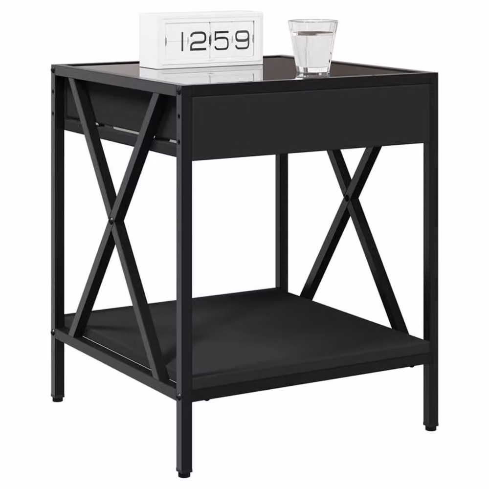 Berkfield Home Decorative Bedside Table with Infinity LED Lighting, Black, W/D/H: 40 x 40 x 49 cm – 2