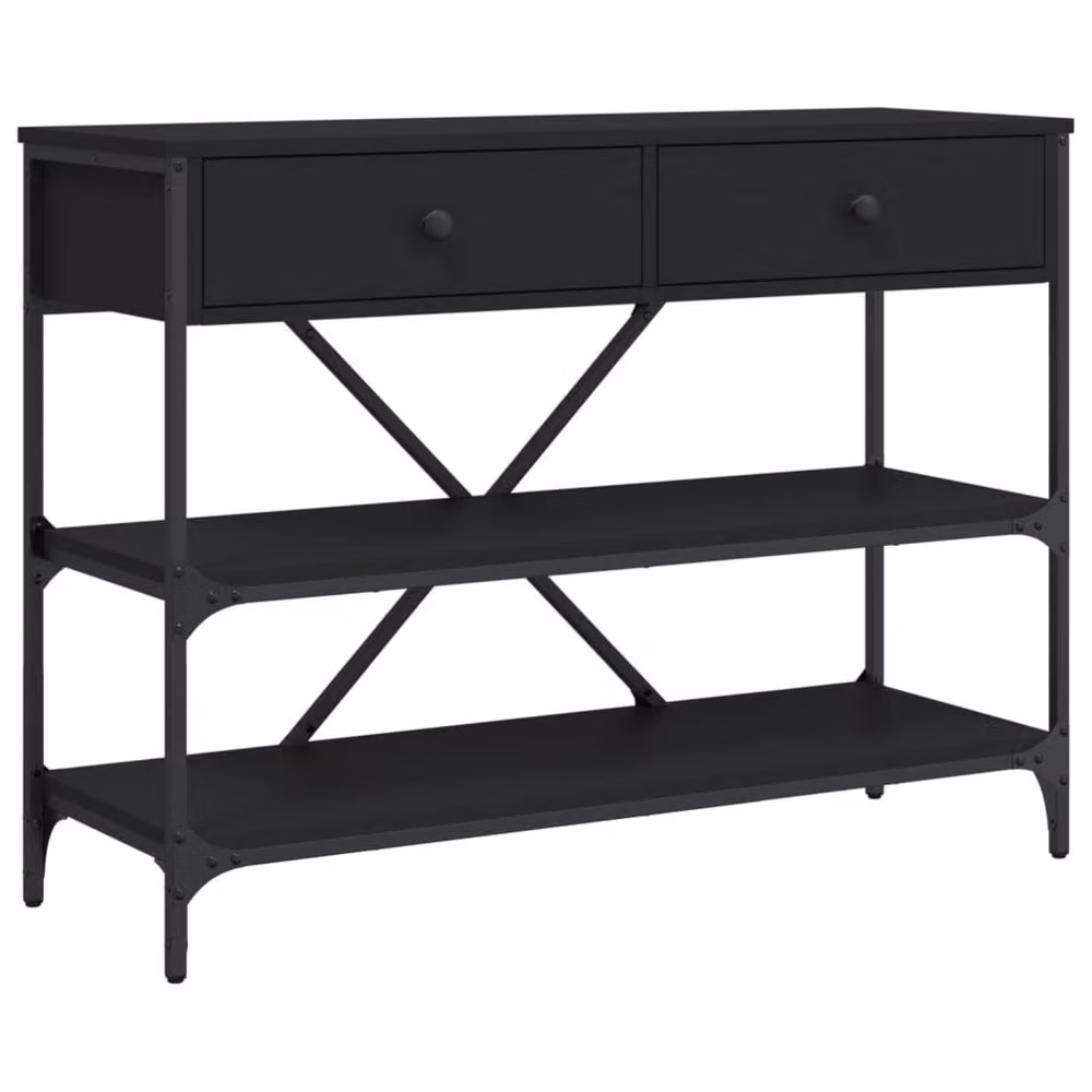 Berkfield Home Classic Console Table with Drawers and Shelves in Black Engineered Wood, W: 100 cm, H: 75 cm, D: 34.5 cm – 2