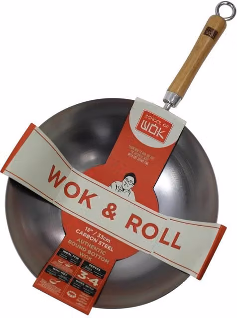 Dexam Uncoated Carbon Steel Round Bottom Wok, Diameter: 33 cm