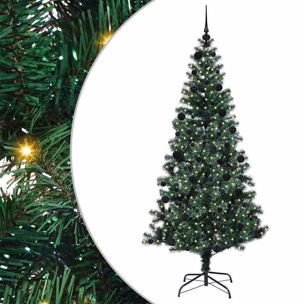 Berkfield Home Artificial Pre-lit Christmas Tree in Green, Height: 210 cm – 2