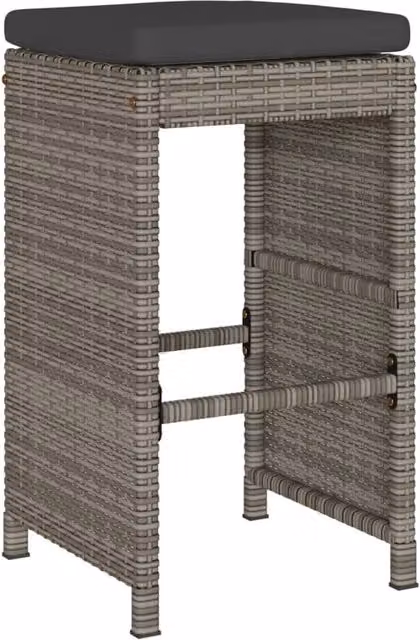 Berkfield Home Beautiful Garden Bar Stools with Cushions, 6 Piece Grey Poly Rattan Set
