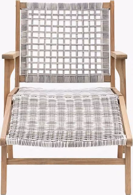 Perch & Parrow Reviver Outdoor Lounge Chair with Ottoman in Grey Acacia Wood
