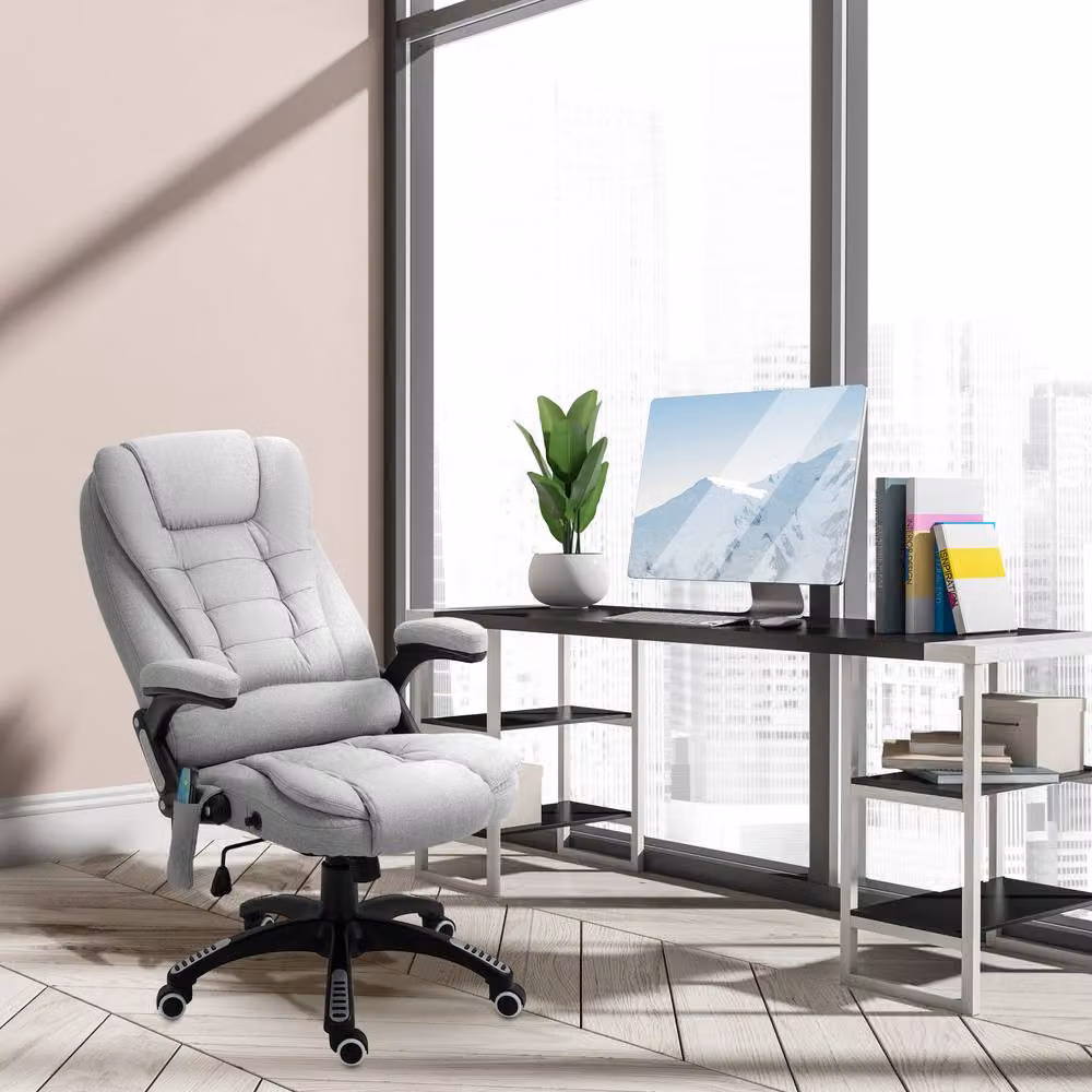 ERGOVEXA Grey Fabric Executive Office Chair with Headrest and Armrests – 4