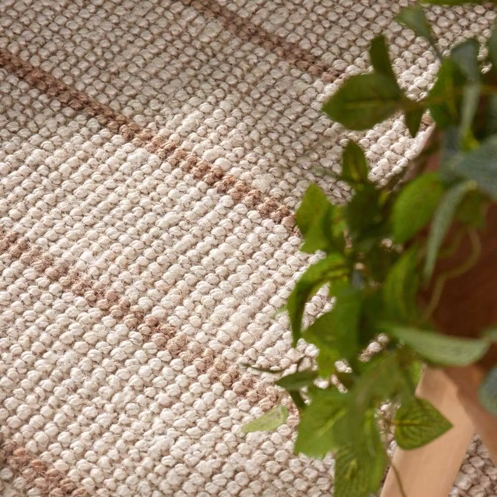 THE RUGS Sierra Hand Woven Jute Striped Rug in Cream and Beige, W: 160 cm, D: 230 cm – 2