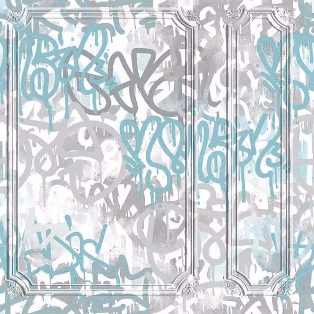 Muriva Pop Graffiti Abstract Wall Panel in Blue and Grey