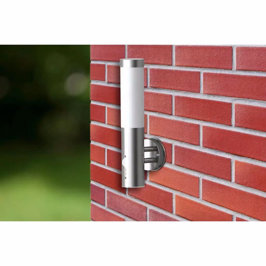 Berkfield Home Outdoor Wall Lamp with Motion Detector in Silver Stainless Steel – 3