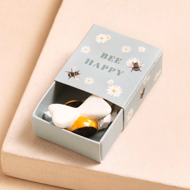 Lisa Angel Women's Tiny Matchbox Ceramic Bee Token in Yellow and Black