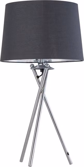 First Choice Lighting Tripod Chrome Lamp with Grey and Silver Fabric Shade – 1
