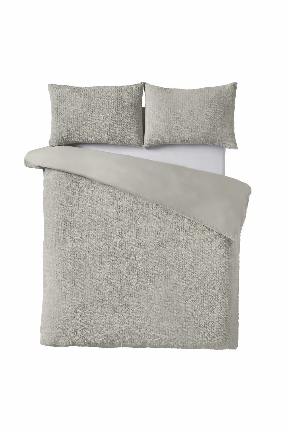 Catherine Lansfield Green Crinkle Seersucker Duvet Cover and Pillowcase Set, W/D/H: 135 x 200 cm and 50 x 75 cm – 2