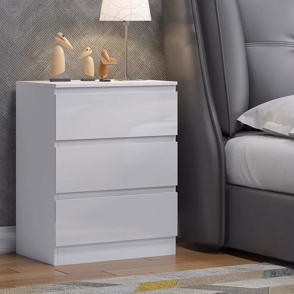 SquareBoxx Fairfield Minimalist 3 Drawer Chest of Drawers in Gloss White – 4