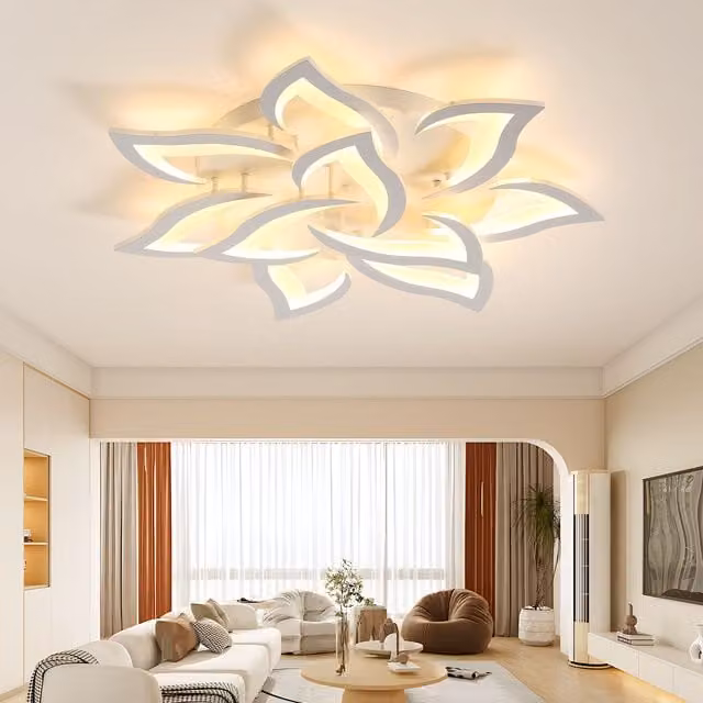 COMELY Modern Petal LED Ceiling Light, Warm White 3000K, White, Diameter: 80 cm