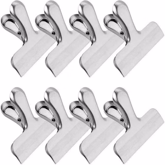 SPETLEK 8-Piece Stainless Steel Food Bag Clips in Silver, 7.62 cm Wide – 1