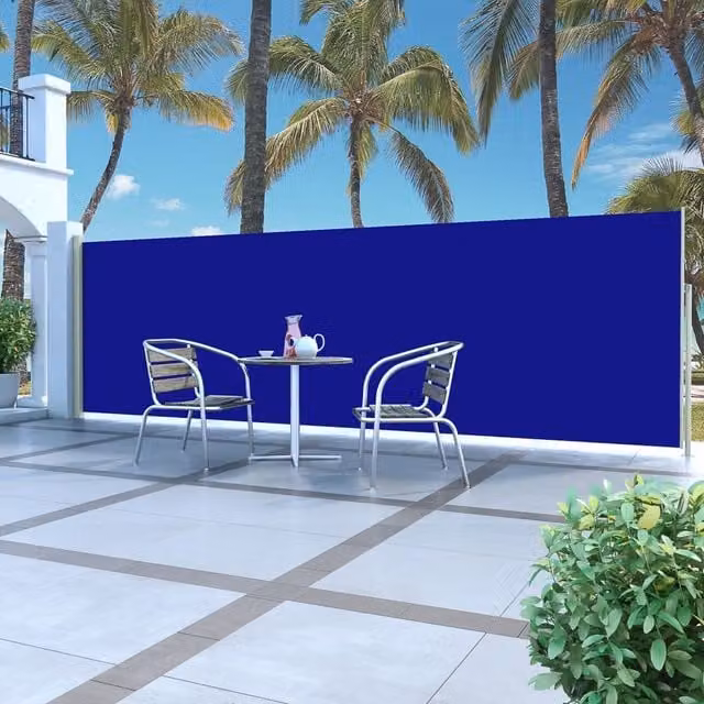 Berkfield Home Retractable Side Awning in Blue, W: 500 cm, H: 160 cm – 1