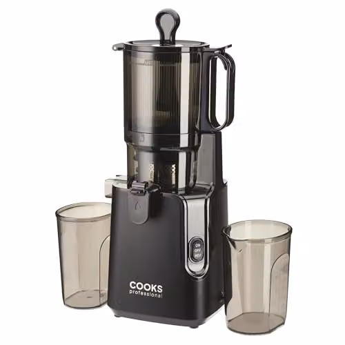 Cooks Professional Black Cold Press Slow Juicer with 1.8L Hopper and Wide XL Feeding Chute