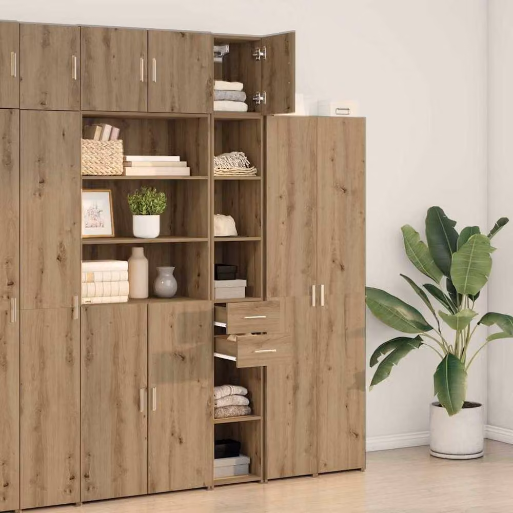Berkfield Home Slim Storage Cabinet in Artisan Oak, Brown, W: 30 cm, D: 22.5 cm, H: 225 cm – 3