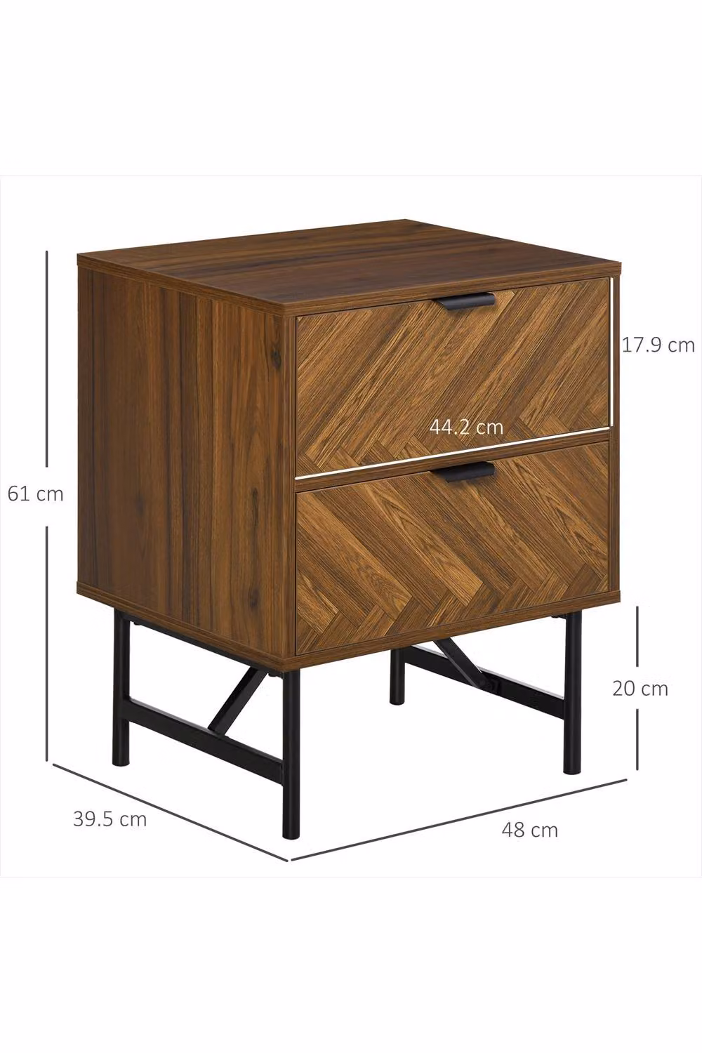 ERGOVEXA Modern Bedside Table with Two Drawers in Walnut Brown – 2
