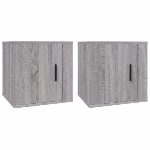 vidaXL Set of 2 Modern Wall Mounted Media Units in Grey Sonoma, W/D/H: 40 x 34.5 x 40 cm – 1