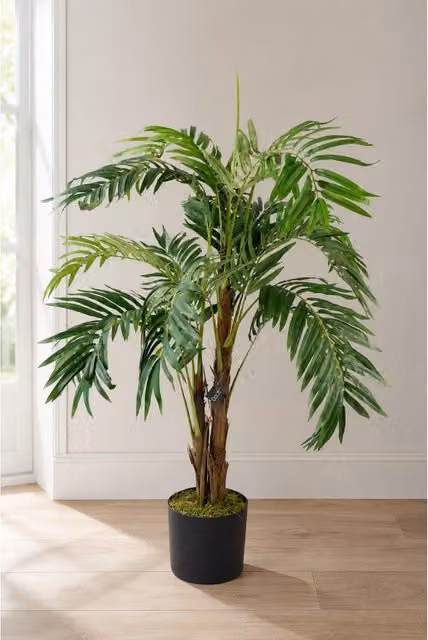 Dyzi Realistic Artificial Palm Tree in Pot, Green, Height: 120 cm